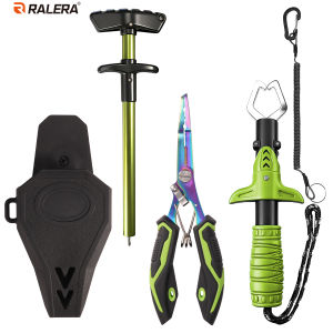 Fishing Pliers & Fish Gripper & Hook Remover Set - Titanium Coated Anti-Slip with Lanyard & Pliers Sheath for Freshwater & Sal