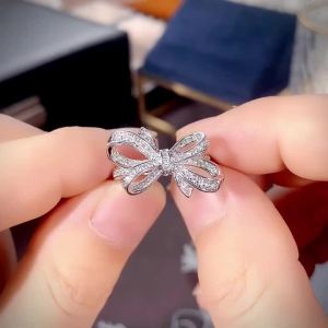 Huitan Exquisite Bow Ring Inlaid Bling Cubic Zirconia Female Wedding Party Fashion Luxury Finger Accessories Fancy Birthday Gift