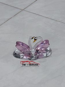 Pajangan Double Angsa Crystal Daimond Premium Pink