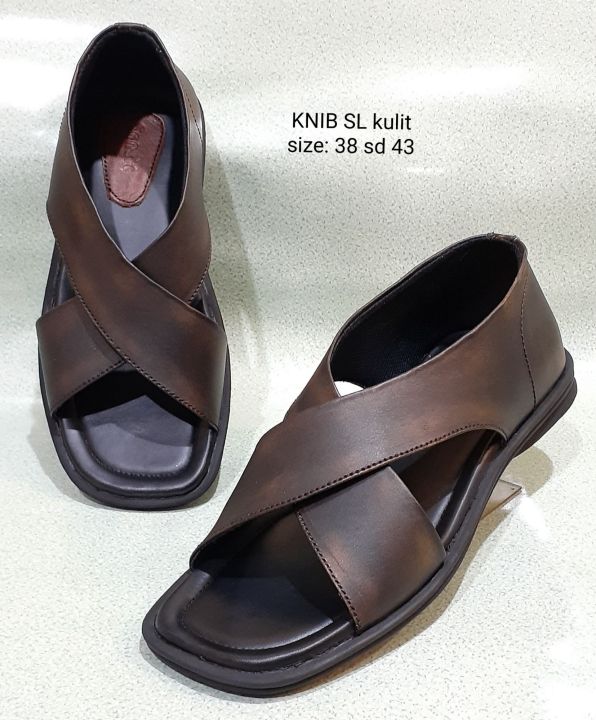 Sepatu Sandal Knib Silang Pria Kulit Model Terbaru Lazada Indonesia