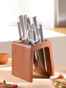 Multifunctional Kitchen Knife Rack Storage Shelf Wood Surface Ventilated Anti-Mold Vegetable Knife Holder Kitchen Accessories