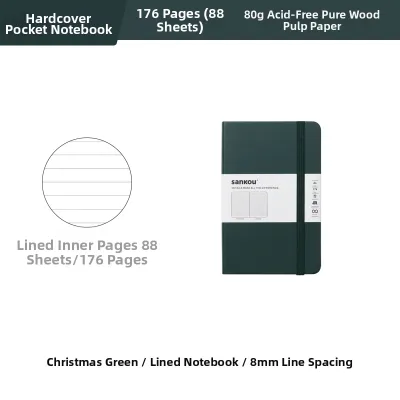 Portable A6 Small Notebook Journal Pocket Size Work Diary Blank Horizontal Grid Pages Premium Leather Cover Customizable