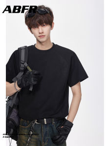 เสื้อยืดผู้ชายสไตล์อเมริกัน คอตตอนอากาศ ทรงหลวม แขนสั้น ทรงหลวม ฤดูร้อน คอตตอนอากาศ แขนสั้น ผ้าฝ้ายผสมโพลีเอสเตอร์