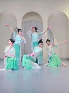 Classical Dance Performance Wear Elegant Exercise Clothing Chinese Classic Dance Repertoire Folk Dance Fan Dance Yangko Dance Costume Suit