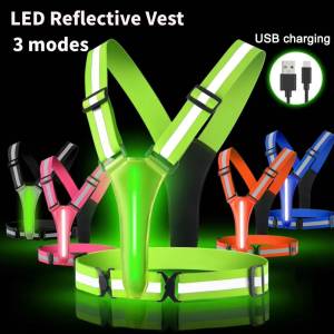 LED Running Vest Reflective Glowing Reflector Straps High Visibility Night Running Riding Clothing Elastic Band