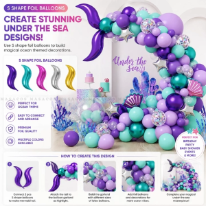 S Shape Foil Balloon 18" / 24" Mermaid Tail Balloon Belon Foil Bentuk S Ekor Duyung Belon Garland