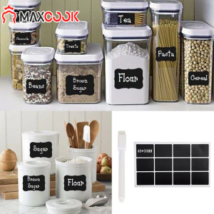 Maxcook Black Waterproof Label Sticker for Sealing Tank Milk Powder can Bottle Condiments Perfume Kitchen Spice Stickers with Marker Pen