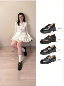 Belle | Womens Genuine Leather Fur-lined Thick Sole British Style Loafers