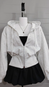 Áo Khoác Hoodie Zip Croptop khóa kéo 2 chiều vải nỉ 2 da thoáng mát phong cách Hàn quốc trẻ trung năng động