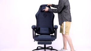 MUSSO Aeolus Series 109B Fabric Gaming Chair with Steel Leg Lumbar and Head Support