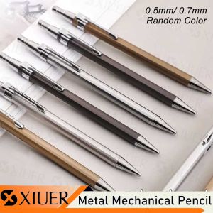 Metal Mechanical Pencil with Refill 0.5/0.7mm Simple Metal Automatic Pen Non-Toxic Metal Rod Press Pen 1Pcs Art Drawing Design Pen for Students Offfice School Supplies Stationery