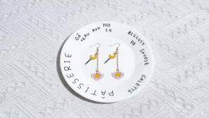 Bandai | Cardcaptor Sakura Enamel Metal Stud Earrings Hot Anime Card Captor Sakura Heart Wing Pearl Earrings For Women Girl