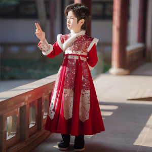 Boys Hanfu New Year Visit Traditional Chinese Costume Little Master National Style Winter Fashion Childrens Tang Suit