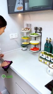 Kệ Chuẩn Bị Thức Ăn Treo Tường Hút Chân Không OKSEP Kệ Để Thực Phẩm Nhà Bếp Giá Để Đồ Ăn Hít Chân Không