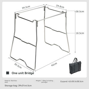 Campingmoon | CAMPINGMOON New Arrival G-38 Outdoor Durable Folding Stainless Steel Camping Table Foot Frame Storage Rack Holder