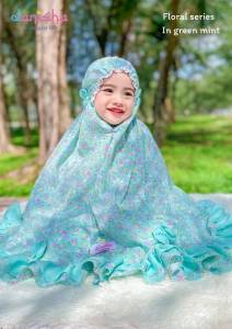 ชุดละหมาดเด็ก ผ้าละหมาดพกพา ชุดละหมาดสำหรับเด็กมุสลิม Telekungforkids รุ่นFloral series สินค้าพร้อมส่ง