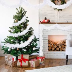 Momo 2m Thick Christmas Tinsel Garland Christmas DecorationsTinsel for Christmas Tree Garland Decoration for Wall & Xmas Decor for WallGreen Garland for Christmas Tree Accessories - Xmas Garland & Garlands for Christmas Xmass DecorationXmas Tree Decor