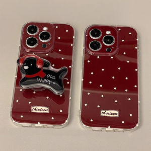 New Years Scarf Dog Support Silicone Phone Case Full Cover Soft Shell  15Pro 17ProMax 13 14 Womens 16Plus Anti-Fall XR 11 12Mini 8th Generation