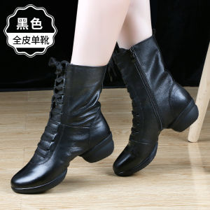 Genuine Leather Soft Bottom Dance Shoes for Women Jazz Dancing Shoes Square Dance Shoes Autumn Winter New Style Adult Sailor Boots
