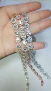 ZAKOL Nữ Thanh Lịch Hình Học Giọt Nước Zirconia Vòng Tay Pha Lê Sang Trọng Cưới Cô Dâu Trang Sức Đồng Dây Xích & Liên Kết