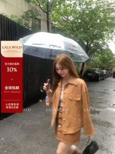 Wildly Spicy HanNan Dong Atmosphere Heavyweight Suede Collar Jacket Leather Coat Top for Plump Women Street Style Long Sleeve