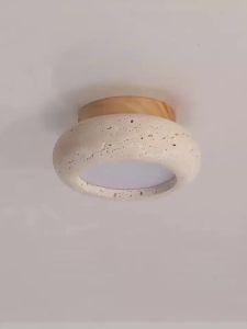 Natural Travertine Ceiling Light LED Flush Mount Ceiling Light Fixture Bedroom Foyer Balcony Corridor Staircase Corridor Light
