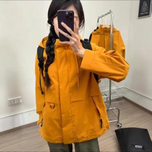 Ruiyi Womens Outdoor Climbing Jacket Hooded Spring Autumn American Style Sportswear Casual Loose Fit Long Sleeve Zipper