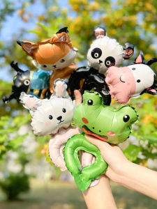 Cartoon Animal Wrist Balloons Aluminum Foil Birthday Party Rings for School Kindergarten Activities Cute Baby Decorations