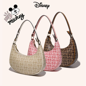 ดิสนีย์มิกกี้กระเป๋าแฟชั่นกระเป๋าสะพายสำหรับผู้หญิงกระเป๋าแบบหนีบแขนกระเป๋าพระจันทร์เสี้ยว