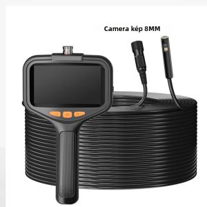 Máy Nội Soi Công Nghiệp Kiểm Tra Ô Tô Borescope Với Màn Hình 43 Ống Kính Kép 8 Mm Đầu Dò Chống Nước Pin 2600mAh Cho Camera Ống Nước
