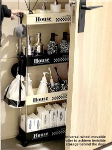 Bathroom Narrow Floor-standing Cabinet Thin Shelf Toilet Storage Rack Pull-out Drawer Cart Leaner Organizer for Home Use