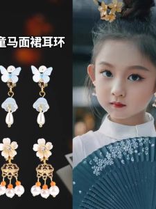 Elegant Traditional Chinese Style Childrens Hairpin Clip Ear Cuffs for Girls without Piercing New Hanfu Accessories