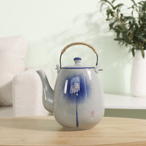 Large Ceramic Tea Pot Hand-Painted Rustic Japanese Style 2L 1.5L with Handle Restaurant Tea Brewing Pot Home Use Cold Water Pot
