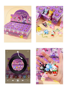 SKISOPGO 24PC Sanrio Blind Box Cartoon Dolls Keychains Kuromi Melody Pendants Children Gifts 盲盒