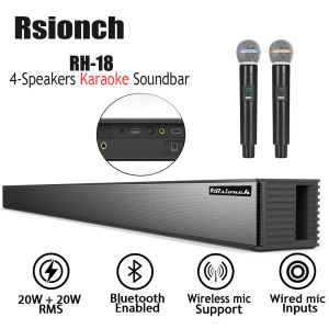 Rsionch 38 inches sound bar karaoke bluetooth speaker with wireless microphone videoke home theater sound system with subwoofer speaker bass 40 watts powerful sub woofer super bass speaker