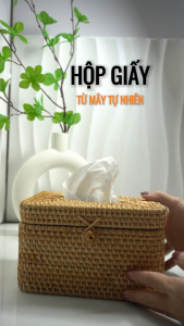 Hộp Đựng Khăn Giấy Mây Tre Đan Tự Nhiên Cao Cấp – Hộp Khăn Giấy Trang Trí Bàn Nhà Hàng Khách Sạn Decor Phong Cách Vintage