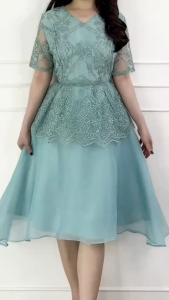 SV 6637 - Anita Dress | Silvervogue | Gaun Lace + Organza Pakaian Wanita