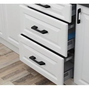 Tay nắm cửa tủ ngăn kéo tay nắm tủ bếp hợp kim nhôm màu đen hiện đại Đi kèm với vít dài 22mm-HAUSE