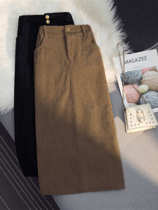 Fashionable French High Class A-line High Waist Cling Pencil Skirt Corduroy