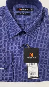 Sơ Mi Caro Tay Dài Màu Xanh Navy- Trắng Form Tailor Fit Chống Nhăn Lai Bầu - Áo Nam Khatoco