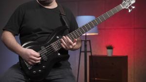 Aria Pro II IGB-STD/5-MBK IGB Series 5-String Electric Bass Guitar w/Bag & Accesories - Metallic Black [IGBSTD]