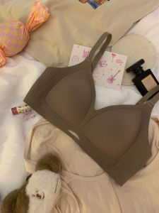 Seamless Womens Bra Lightweight Comfortable Triangle Cup No Steel Ring V-Neck Fixed Strap Underwear Thin Model French Style