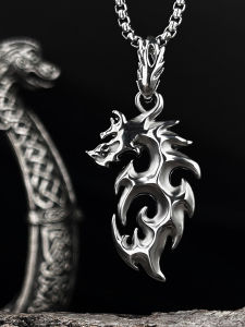 Trendy Dragon Year Pendant Necklace for Men Titanium Steel Versatile Personalized Fashion Jewelry Accessory Bear/Pig Animal Pattern