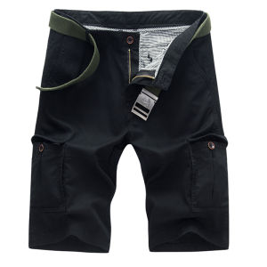 2023 ฤดูร้อนใหม่กางเกงยีนส์ผู้ชายผ้าฝ้ายอินเทรนด์ห้ากระเป๋าหลวมกางเกงขนาดใหญ่สีกากี