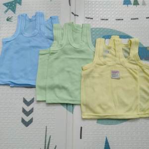 Kaos singlet bayi warna ukuran S isi 6pcs usia 0-3 bulan