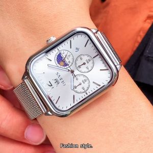 OLEVS jam tangan pria otomatis dewasa 2024 anti air bercahaya kalender persegi dial stainless steel mode kasual jam tangan original