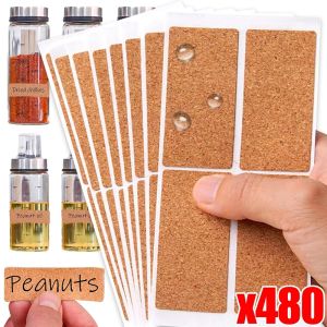 Oak Wooden Self-adhesive Labels Stickers Kitchen Bottle Jars Storage Blank Label DIY Craft Cork Sticker Packaging Sealing Tags