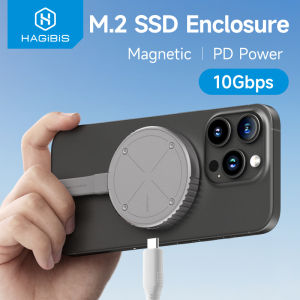 Hagibis | Hagibis Magnetic M.2 2230 NVMe SSD Enclosure SSD Case USB C 3.2 Gen2 to NVMe PCI-E for iPhone 16 Pro Max ProRes Magsafe MacBook
