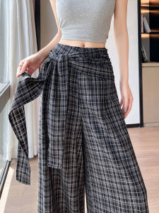 Quần Ống Rộng Cạp Cao Mùa Hè Mỏng Mới 2025 Cho Nữ Quần Ống Đứng Rộng Rãi Vải Polyester Cotton Thoải Mái Quần Dài