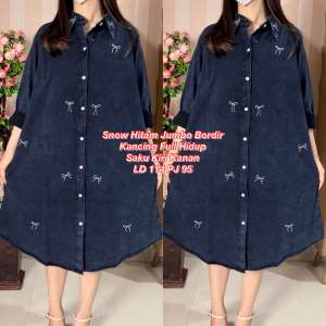 DRESS JEANS JUMBO / TUNIK JUMBO BAHAN PREMIUM TIDAK KAKU BORDIR PITA LD 114